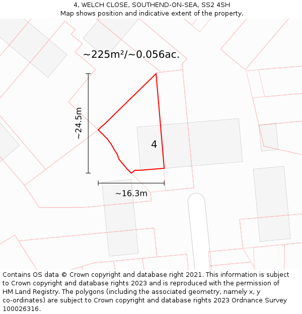 4, WELCH CLOSE, SOUTHEND-ON-SEA, SS2 4SH: Plot and title map