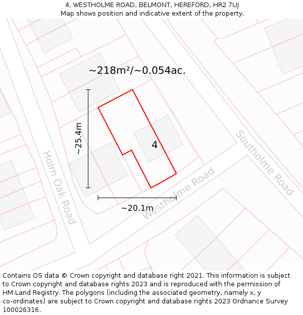 4, WESTHOLME ROAD, BELMONT, HEREFORD, HR2 7UJ: Plot and title map