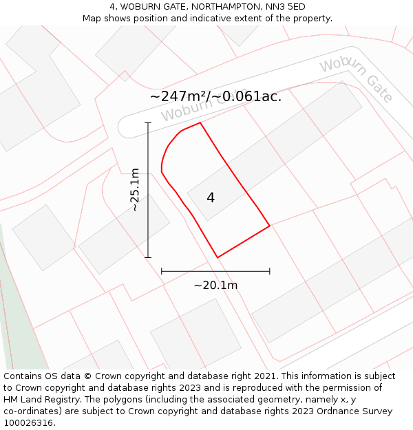 4, WOBURN GATE, NORTHAMPTON, NN3 5ED: Plot and title map