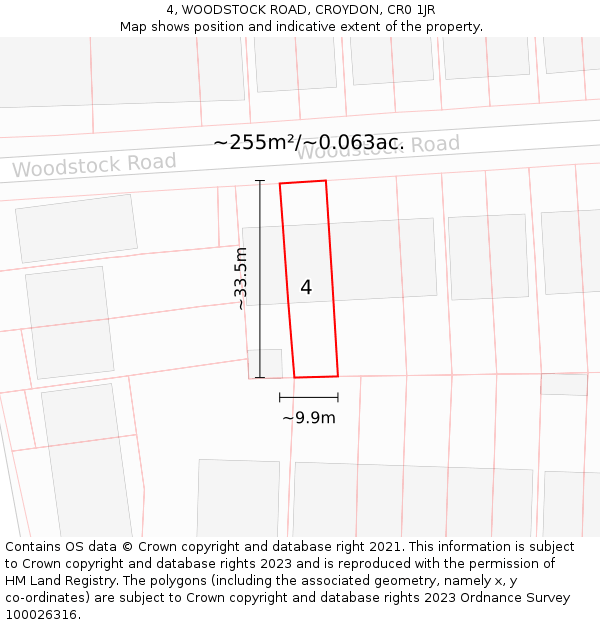 4, WOODSTOCK ROAD, CROYDON, CR0 1JR: Plot and title map