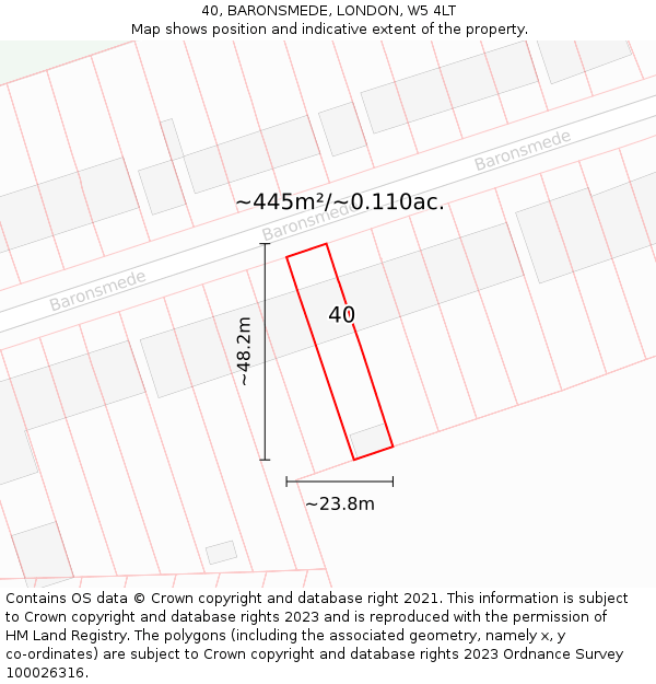 40, BARONSMEDE, LONDON, W5 4LT: Plot and title map