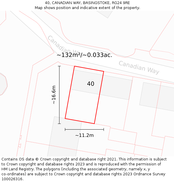 40, CANADIAN WAY, BASINGSTOKE, RG24 9RE: Plot and title map