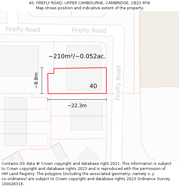 40, FIREFLY ROAD, UPPER CAMBOURNE, CAMBRIDGE, CB23 6FW: Plot and title map