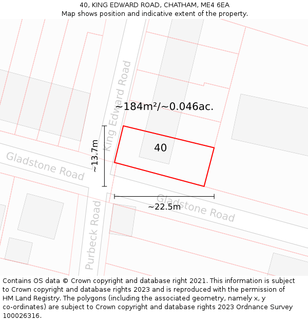 40, KING EDWARD ROAD, CHATHAM, ME4 6EA: Plot and title map