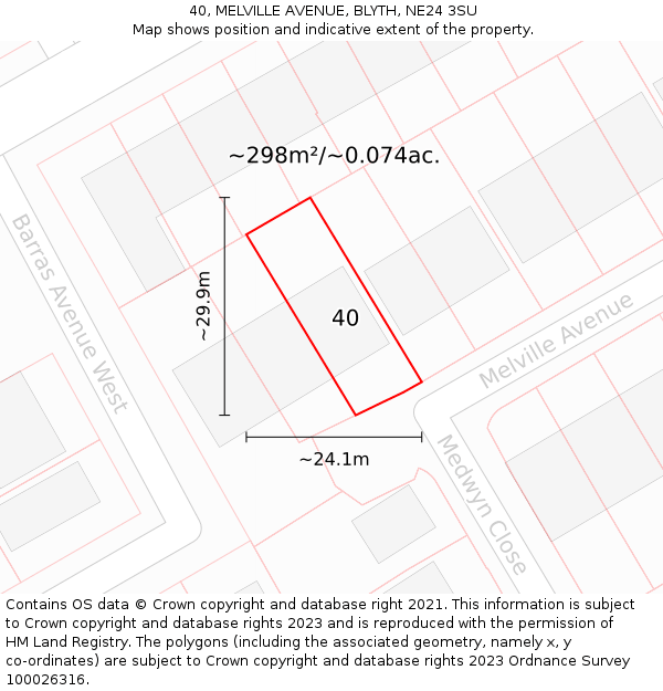 40, MELVILLE AVENUE, BLYTH, NE24 3SU: Plot and title map