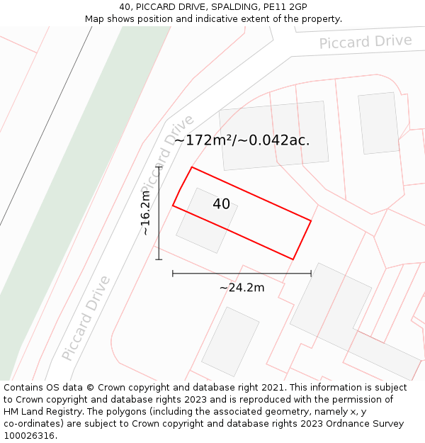 40, PICCARD DRIVE, SPALDING, PE11 2GP: Plot and title map