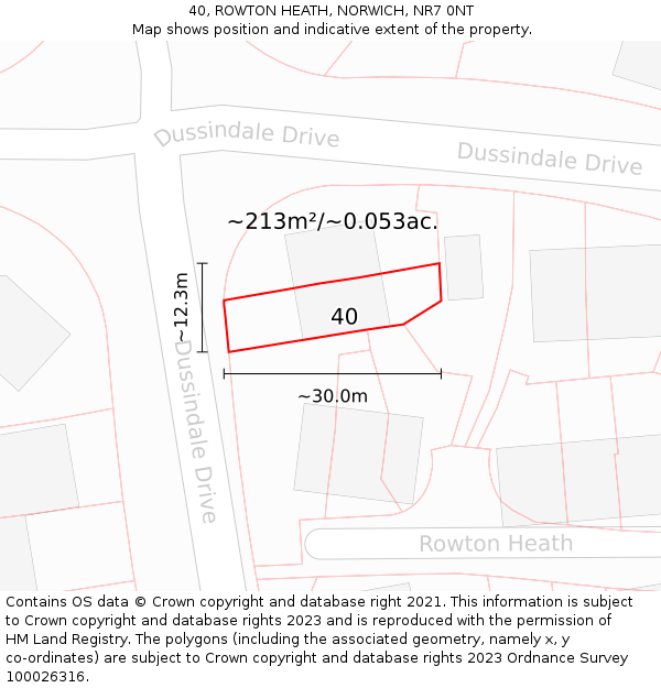 40, ROWTON HEATH, NORWICH, NR7 0NT: Plot and title map