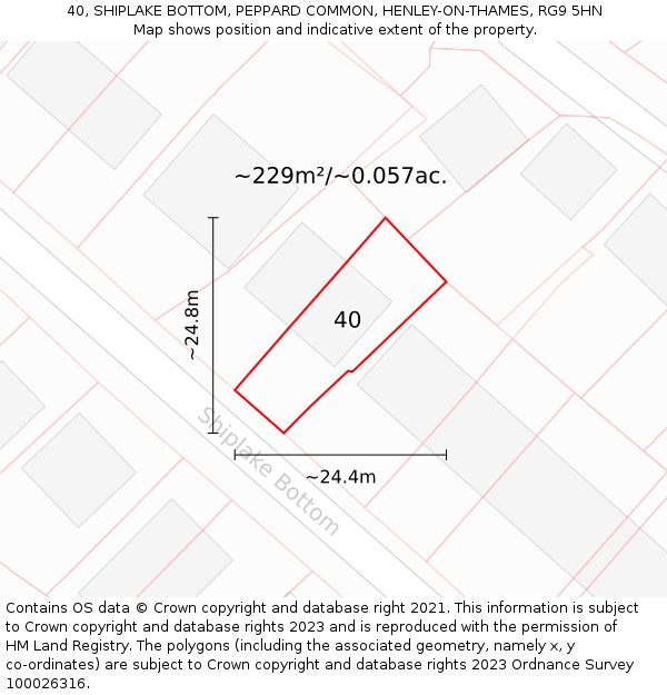 40, SHIPLAKE BOTTOM, PEPPARD COMMON, HENLEY-ON-THAMES, RG9 5HN: Plot and title map