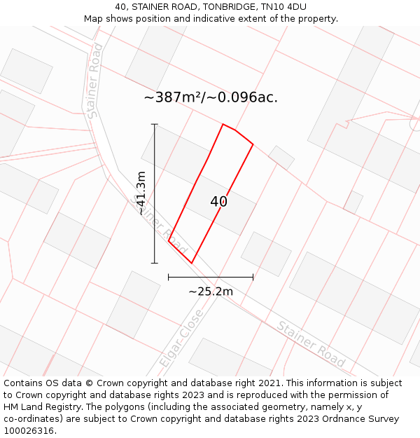 40, STAINER ROAD, TONBRIDGE, TN10 4DU: Plot and title map