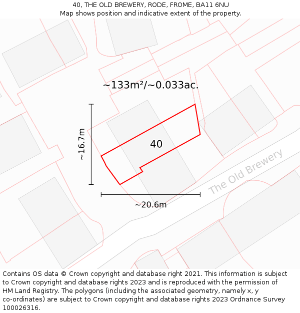 40, THE OLD BREWERY, RODE, FROME, BA11 6NU: Plot and title map