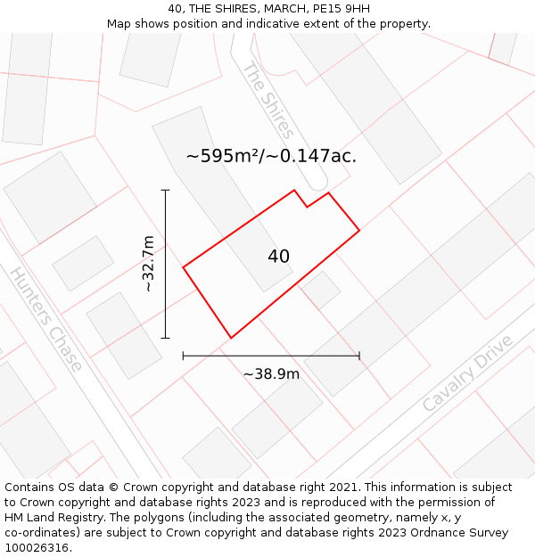 40, THE SHIRES, MARCH, PE15 9HH: Plot and title map