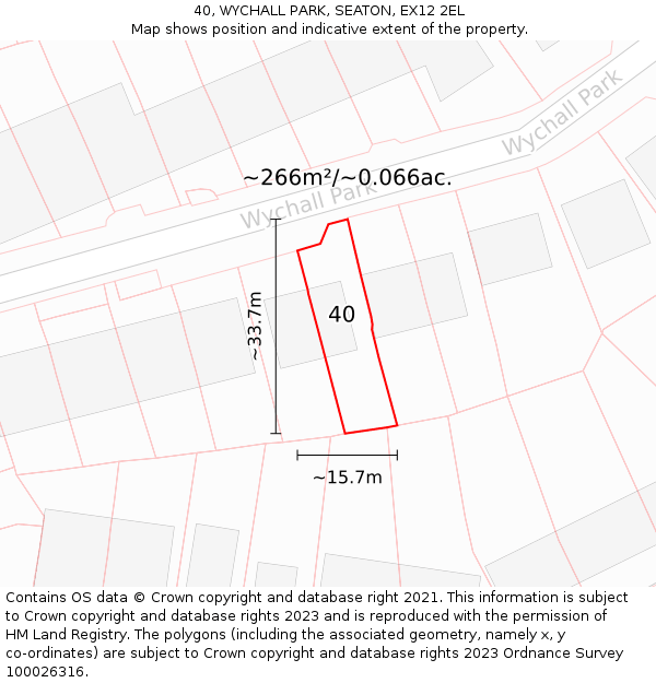 40, WYCHALL PARK, SEATON, EX12 2EL: Plot and title map