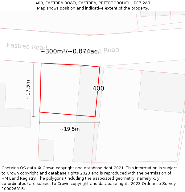 400, EASTREA ROAD, EASTREA, PETERBOROUGH, PE7 2AR: Plot and title map