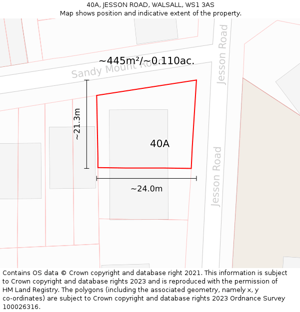 40A, JESSON ROAD, WALSALL, WS1 3AS: Plot and title map