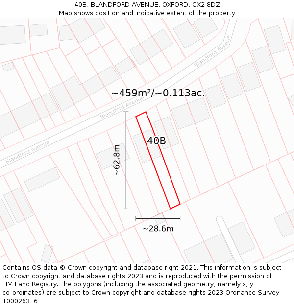 40B, BLANDFORD AVENUE, OXFORD, OX2 8DZ: Plot and title map