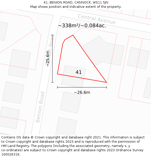 41, BENION ROAD, CANNOCK, WS11 5JN: Plot and title map