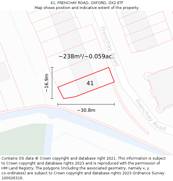 41, FRENCHAY ROAD, OXFORD, OX2 6TF: Plot and title map