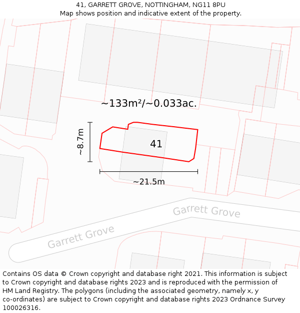 41, GARRETT GROVE, NOTTINGHAM, NG11 8PU: Plot and title map