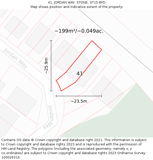 41, JORDAN WAY, STONE, ST15 8PD: Plot and title map