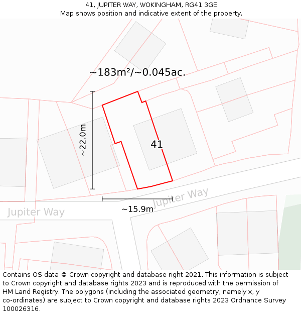 41, JUPITER WAY, WOKINGHAM, RG41 3GE: Plot and title map