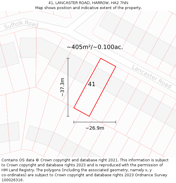 41, LANCASTER ROAD, HARROW, HA2 7NN: Plot and title map