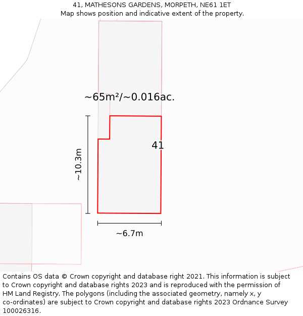 41, MATHESONS GARDENS, MORPETH, NE61 1ET: Plot and title map