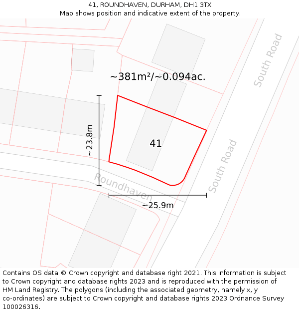 41, ROUNDHAVEN, DURHAM, DH1 3TX: Plot and title map