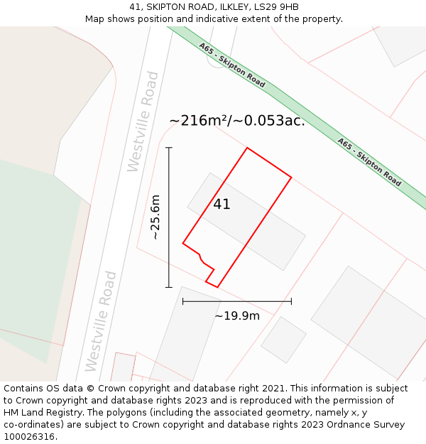 41, SKIPTON ROAD, ILKLEY, LS29 9HB: Plot and title map