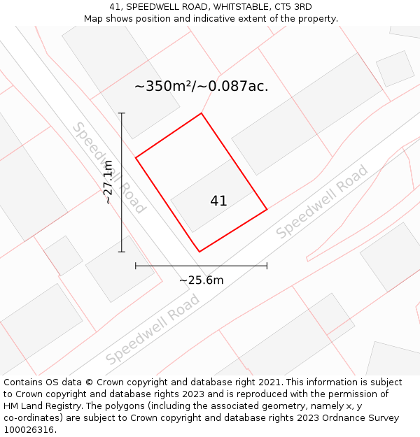 41, SPEEDWELL ROAD, WHITSTABLE, CT5 3RD: Plot and title map