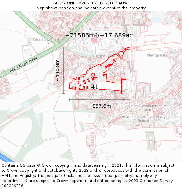 41, STONEHAVEN, BOLTON, BL3 4UW: Plot and title map