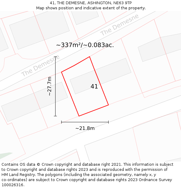 41, THE DEMESNE, ASHINGTON, NE63 9TP: Plot and title map