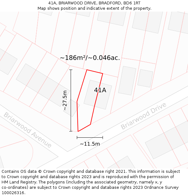 41A, BRIARWOOD DRIVE, BRADFORD, BD6 1RT: Plot and title map