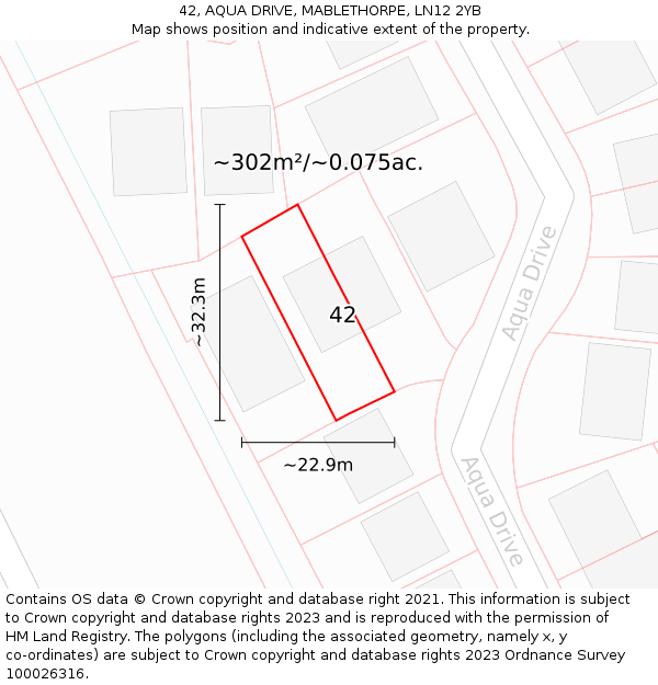 42, AQUA DRIVE, MABLETHORPE, LN12 2YB: Plot and title map