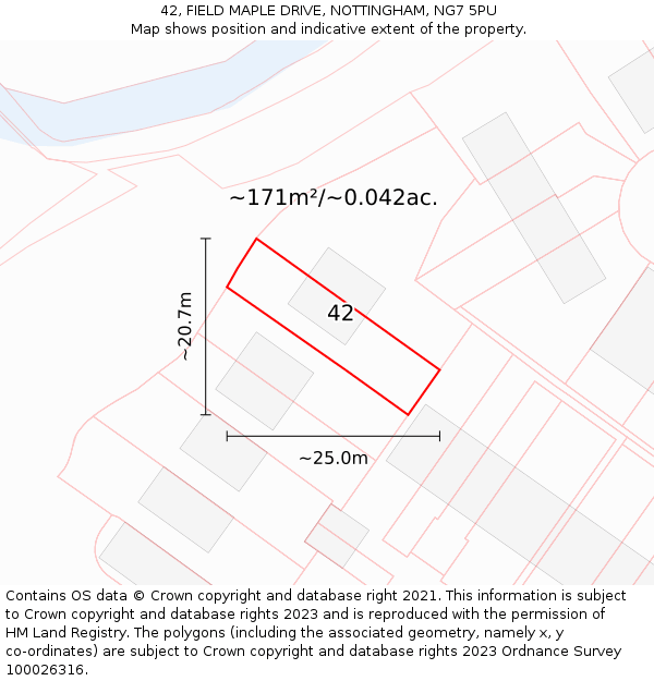 42, FIELD MAPLE DRIVE, NOTTINGHAM, NG7 5PU: Plot and title map