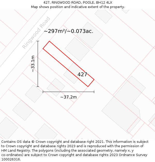 427, RINGWOOD ROAD, POOLE, BH12 4LX: Plot and title map