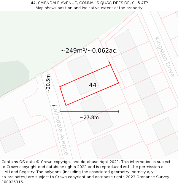 44, CAIRNDALE AVENUE, CONNAHS QUAY, DEESIDE, CH5 4TP: Plot and title map