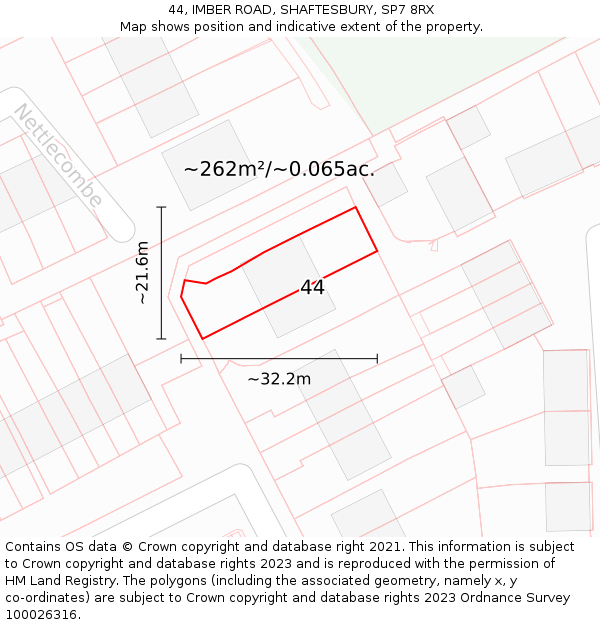 44, IMBER ROAD, SHAFTESBURY, SP7 8RX: Plot and title map