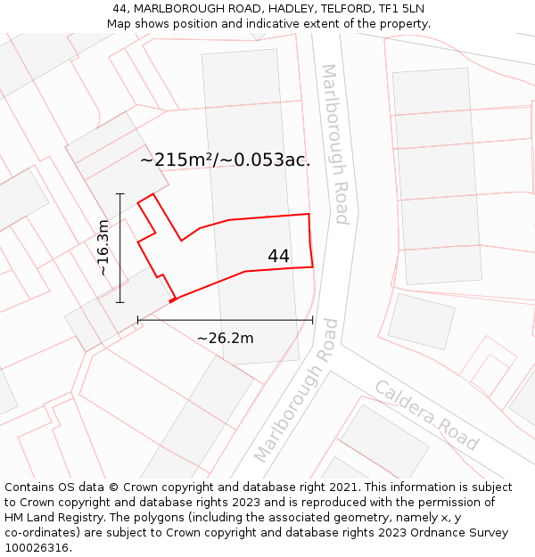 44, MARLBOROUGH ROAD, HADLEY, TELFORD, TF1 5LN: Plot and title map