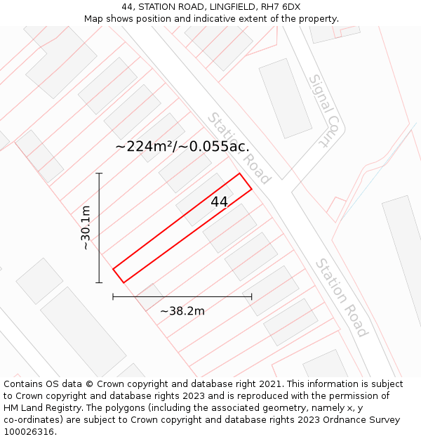 44, STATION ROAD, LINGFIELD, RH7 6DX: Plot and title map