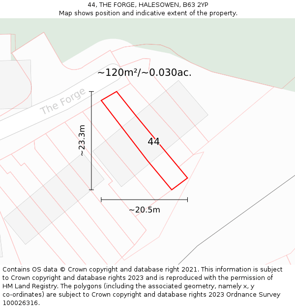 44, THE FORGE, HALESOWEN, B63 2YP: Plot and title map