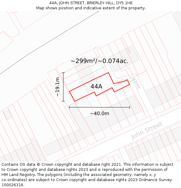 44A, JOHN STREET, BRIERLEY HILL, DY5 1HE: Plot and title map