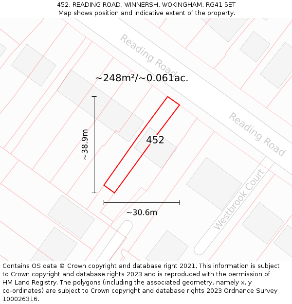 452, READING ROAD, WINNERSH, WOKINGHAM, RG41 5ET: Plot and title map