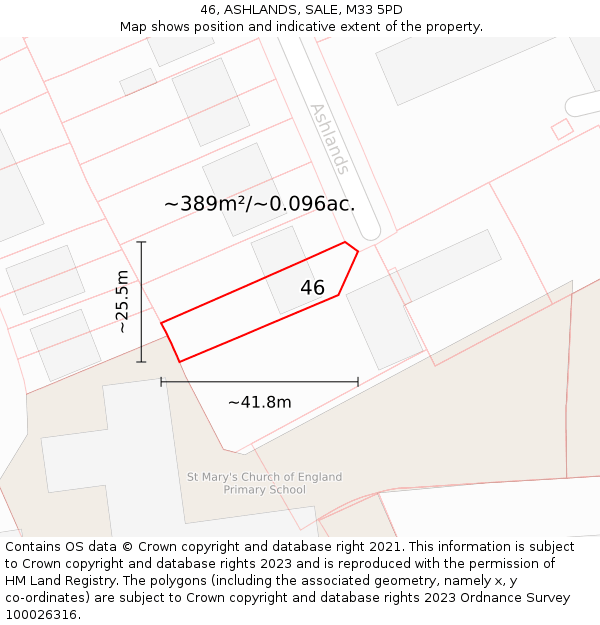 46, ASHLANDS, SALE, M33 5PD: Plot and title map