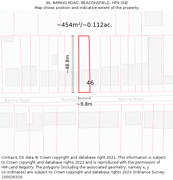 46, BARING ROAD, BEACONSFIELD, HP9 2NE: Plot and title map