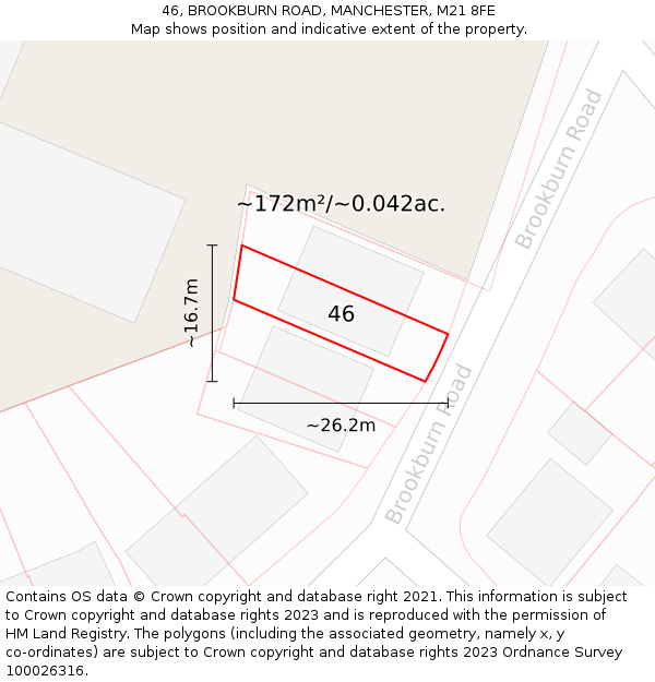 46, BROOKBURN ROAD, MANCHESTER, M21 8FE: Plot and title map