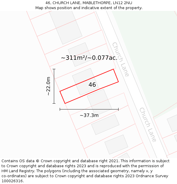 46, CHURCH LANE, MABLETHORPE, LN12 2NU: Plot and title map