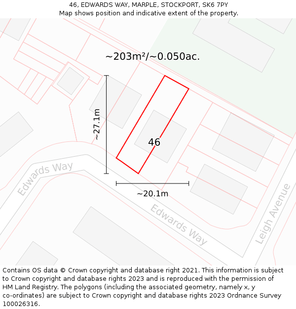 46, EDWARDS WAY, MARPLE, STOCKPORT, SK6 7PY: Plot and title map