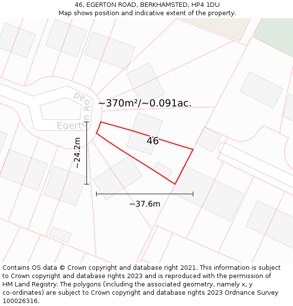 46, EGERTON ROAD, BERKHAMSTED, HP4 1DU: Plot and title map