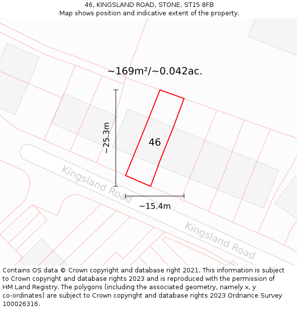 46, KINGSLAND ROAD, STONE, ST15 8FB: Plot and title map