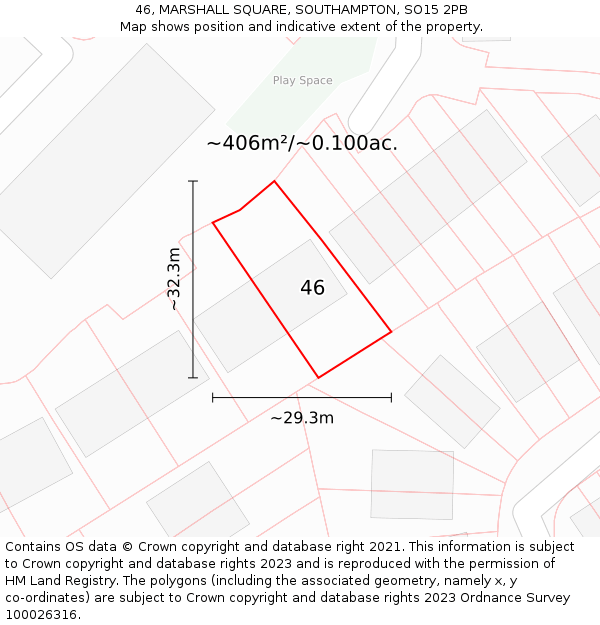 46, MARSHALL SQUARE, SOUTHAMPTON, SO15 2PB: Plot and title map